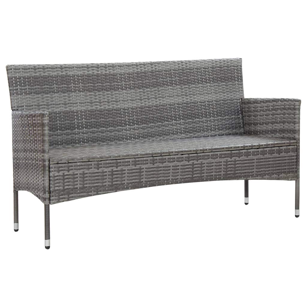 3-Seater Outdoor Garden Sofa Set with Cushions - All-Weather Poly Rattan Patio Furniture, Gray Sectional Conversation Set for Backyard, Poolside & Terrace Relaxation