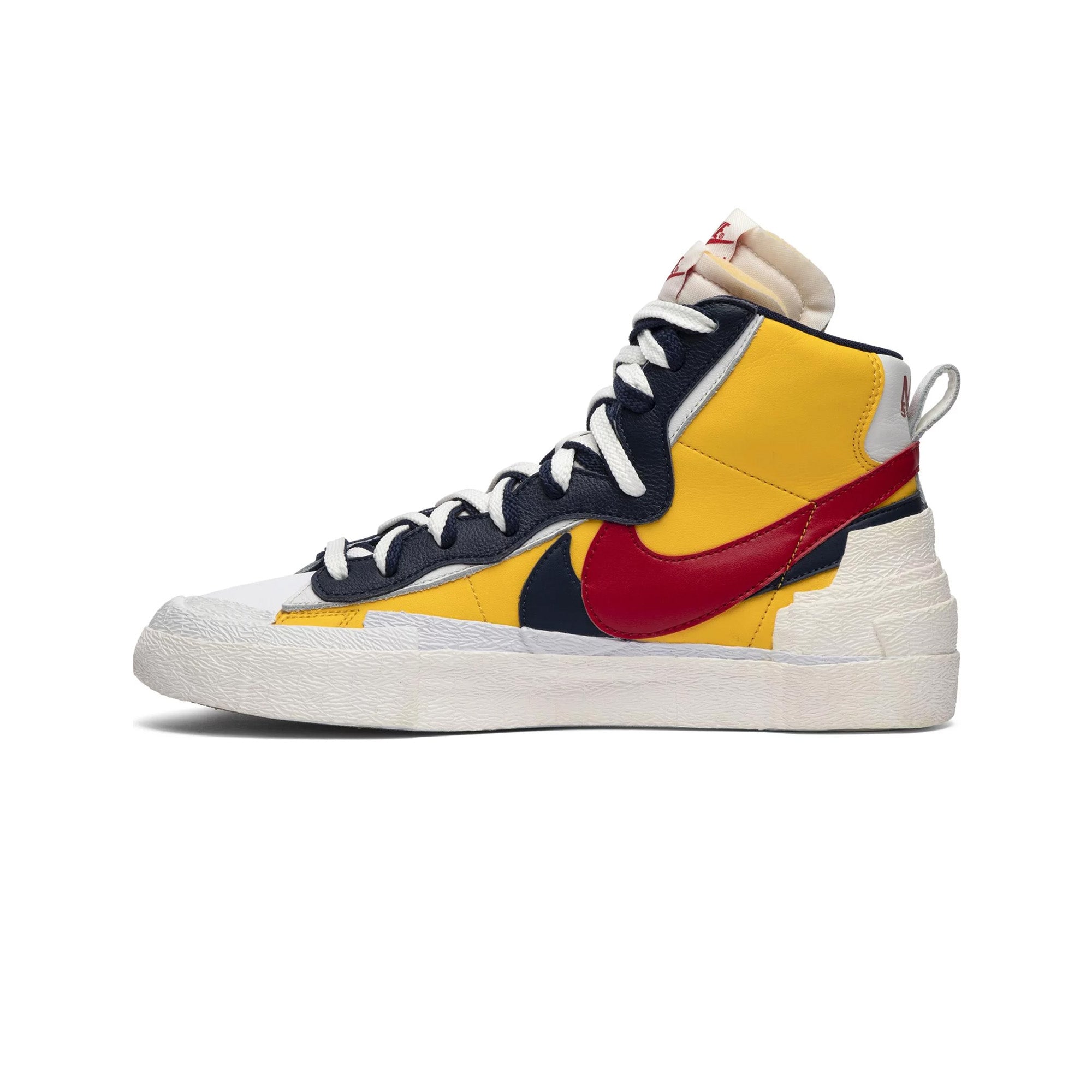 Sacai x Nike Blazer Mid Sneakers - Yellow & Blue Colorway | Unisex Retro Basketball Shoes for Men & Women | Streetwear, Casual Wear, Sneaker Collection