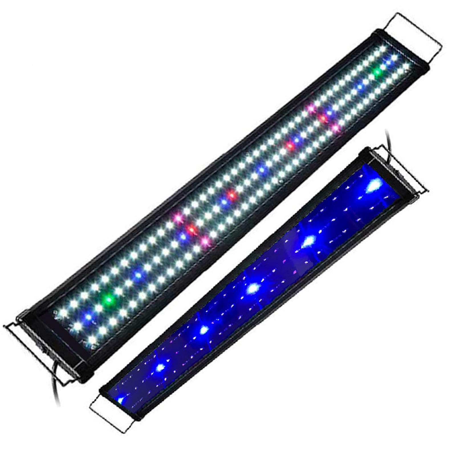 Full Spectrum LED Aquarium Light for Planted Tanks - Adjustable Brackets & 2-Channel Control with Blue/White LEDs - Perfect for Freshwater Fish Tanks, Coral Reefs & Aquatic Plants Growth