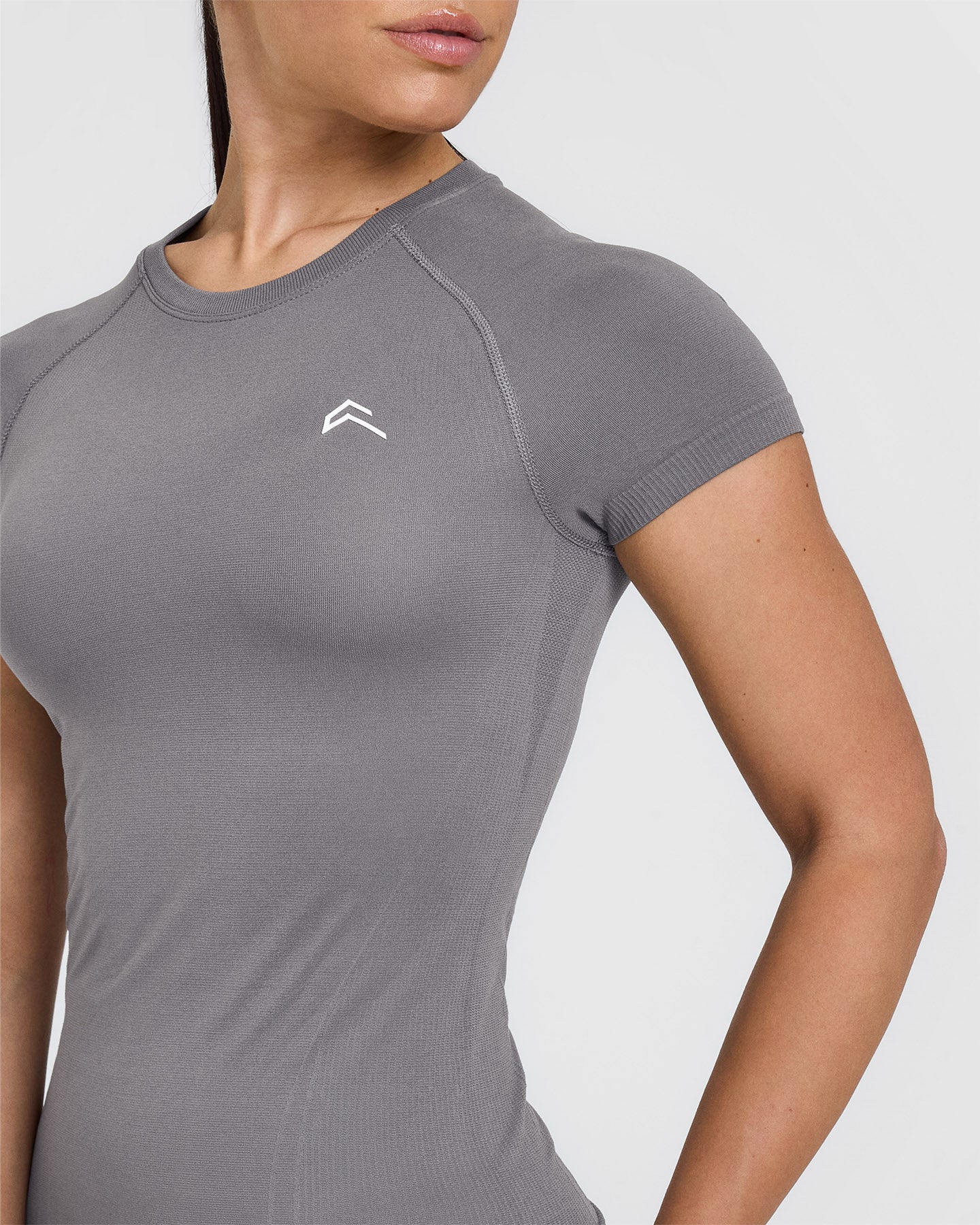 Seamless Fitted Top for Women - Soft Stretch Comfortable Workout Shirt in Ash Grey | Perfect for Yoga, Gym & Casual Wear