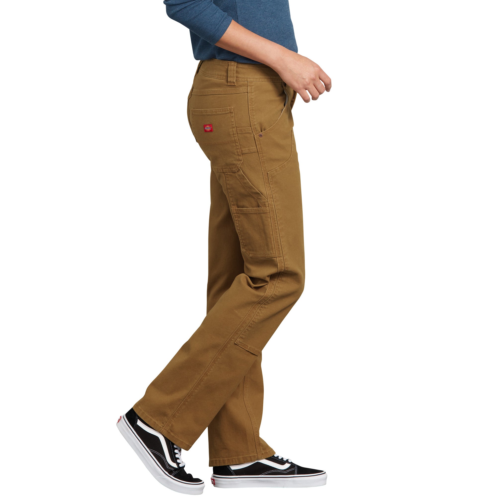 Dickies Women's Stretch Double Knee Carpenter Work Pants FD2500RBD - Durable Brown Workwear for Construction, Landscaping & DIY Projects