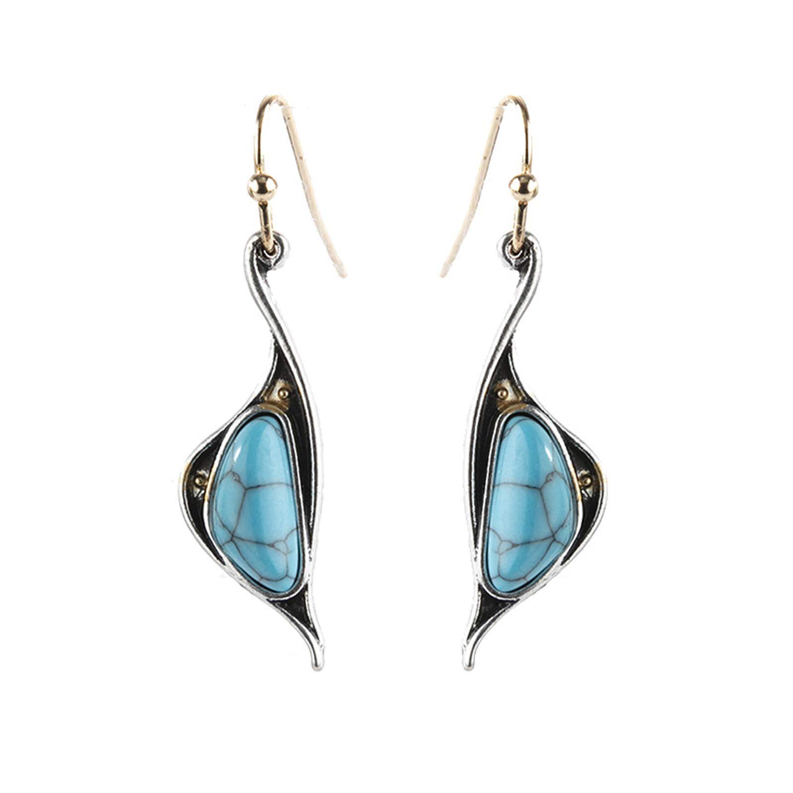 Retro Little Swan Earrings for Women & Girls – Blue Stone Ethnic Style Jewelry Set – Artificial Accessory for Parties, Weddings & Special Occasions