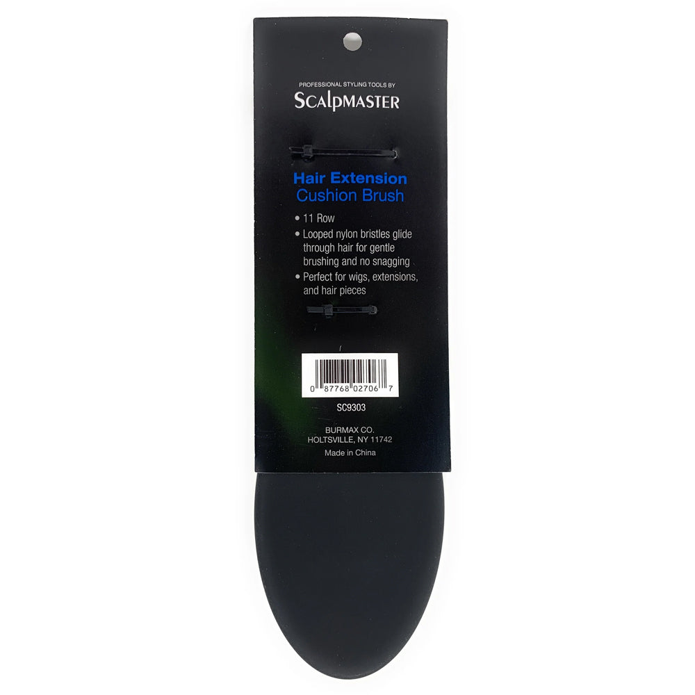 Scalpmaster Hair Extension Oval Cushion Brush - 11 Row Detangling Brush for Extensions & Weaves - Professional Styling Tool for Smooth, Tangle-Free Hair - Perfect for Salons & Home Use (Black, SC9303)