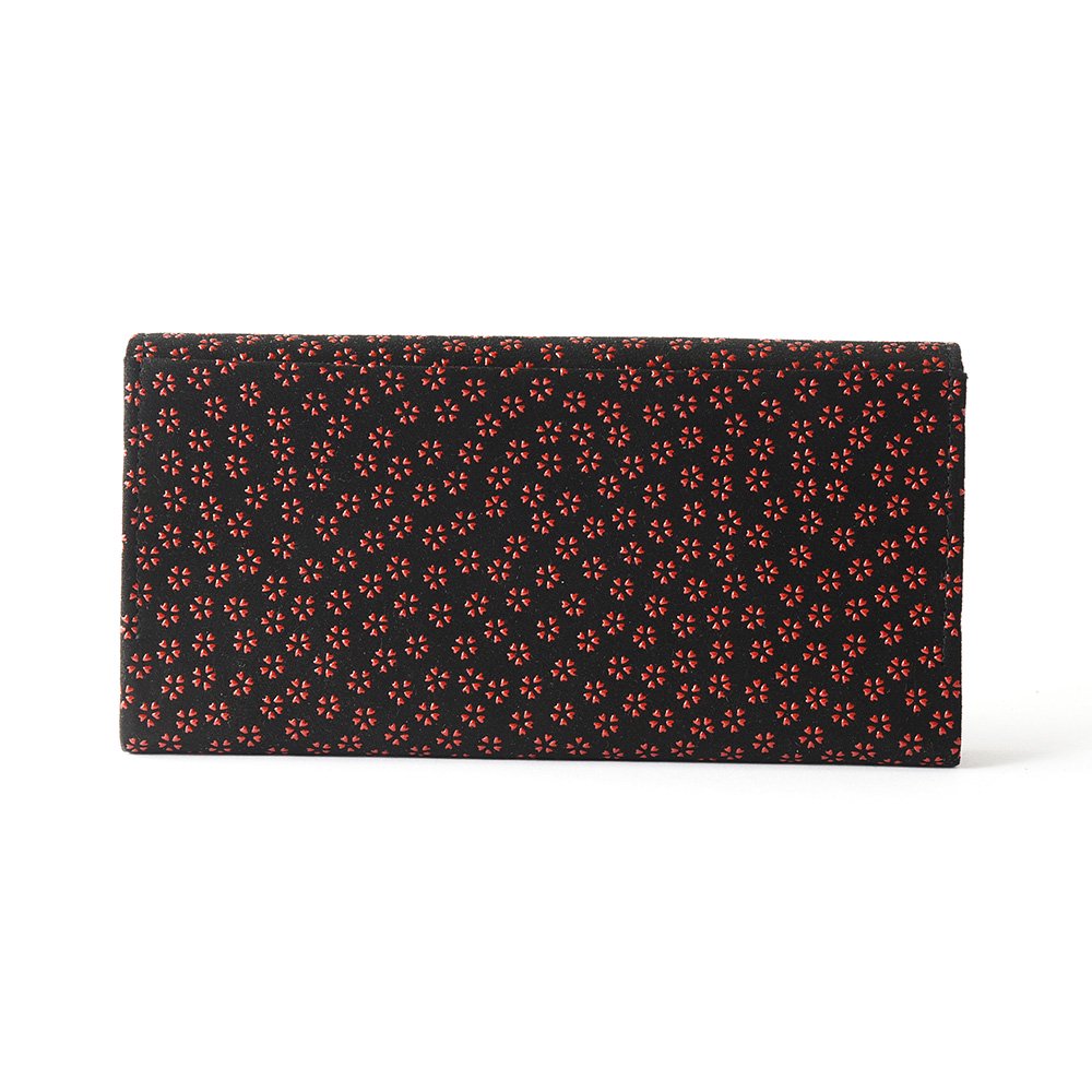 Premium Japanese Deerskin Leather Long Wallet with Urushi Lacquer - Cherry Blossom & Gray Black | Handmade in Japan | Luxury Bifold Wallet for Men & Women | Perfect for Gifts, Travel & Everyday Use