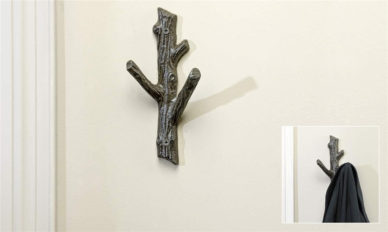 Giftcraft Small Cast Iron Tree Branch Wall Hook - Rustic Home Decor for Coats, Hats, Keys & More - Perfect for Entryway, Living Room, Bedroom & Office Organization