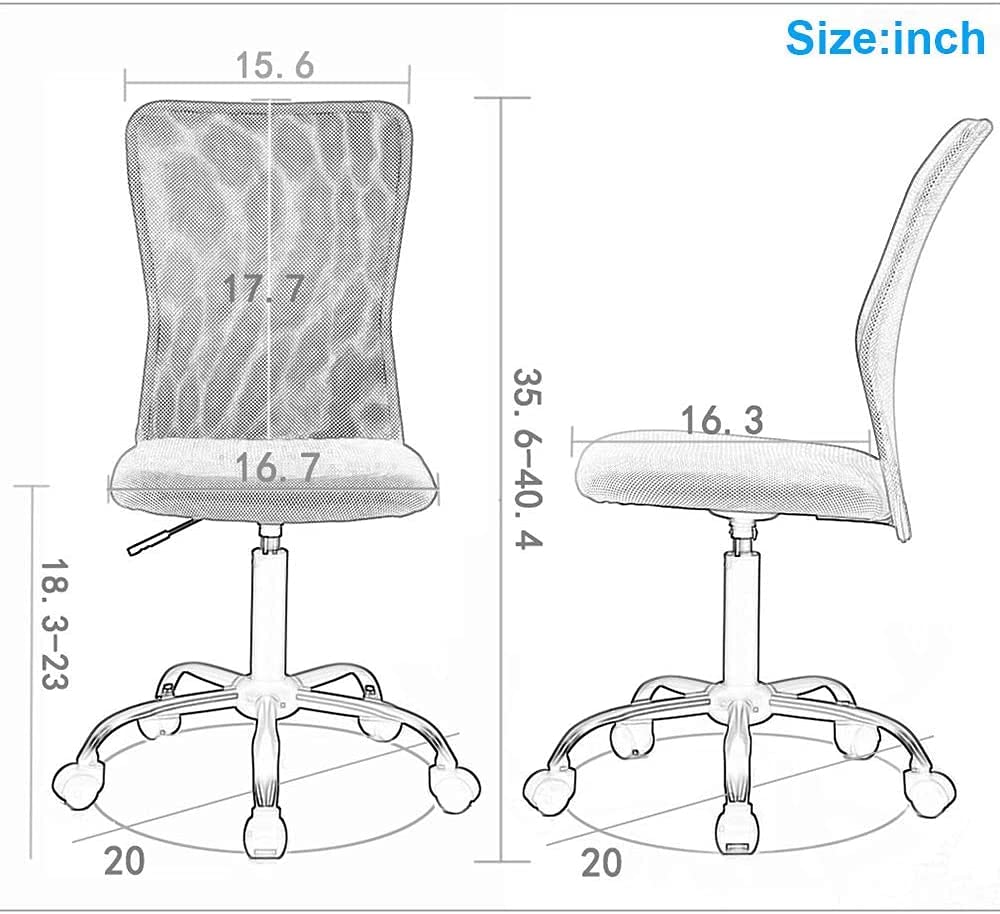 Ergonomic Small Office Chair No Arms with Wheels - Adjustable Mid Back Mesh Task Chair for Home Office, Bedroom & Small Spaces - Modern Simple Computer Desk Chair (Black) - Perfect for Working from Home, Studying, or Gaming