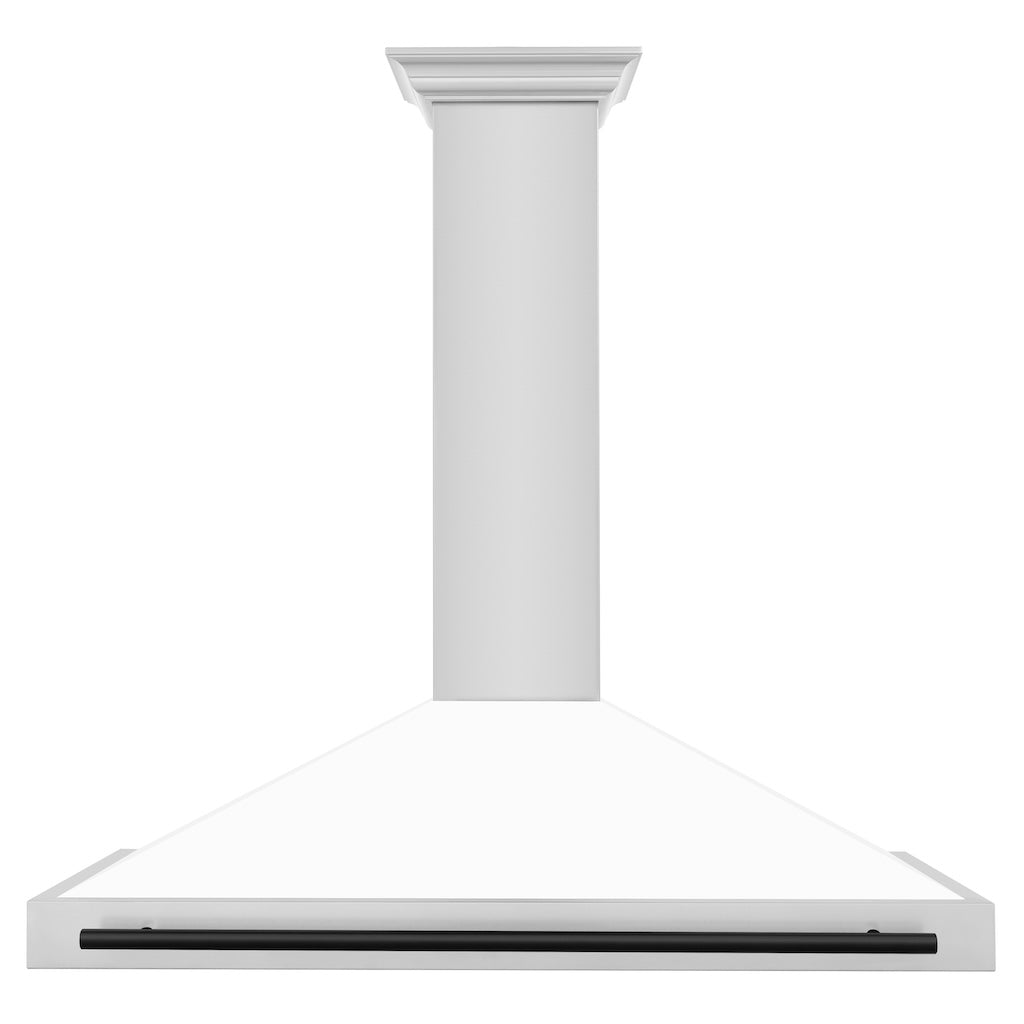 ZLINE KB4STZ WM MB Autograph Edition Convertible Stainless Steel Range Hood - White Matte Shell with Matte Black Accents | Professional Kitchen Ventilation for Modern Homes