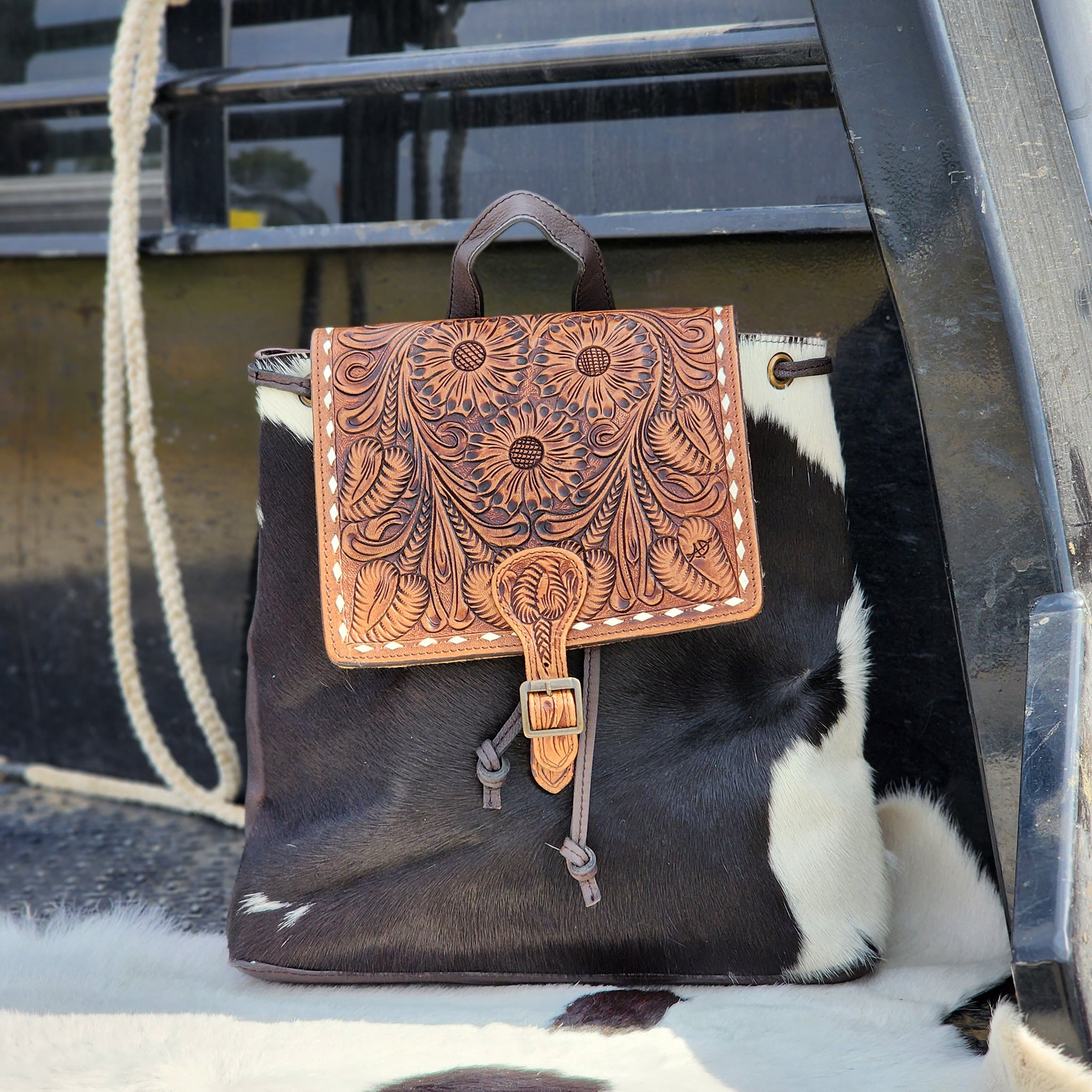 American Darling Genuine Cowhide & Tooled Leather Backpack for Women & Men - Durable Vintage Style Laptop Bag for Travel, Work & College