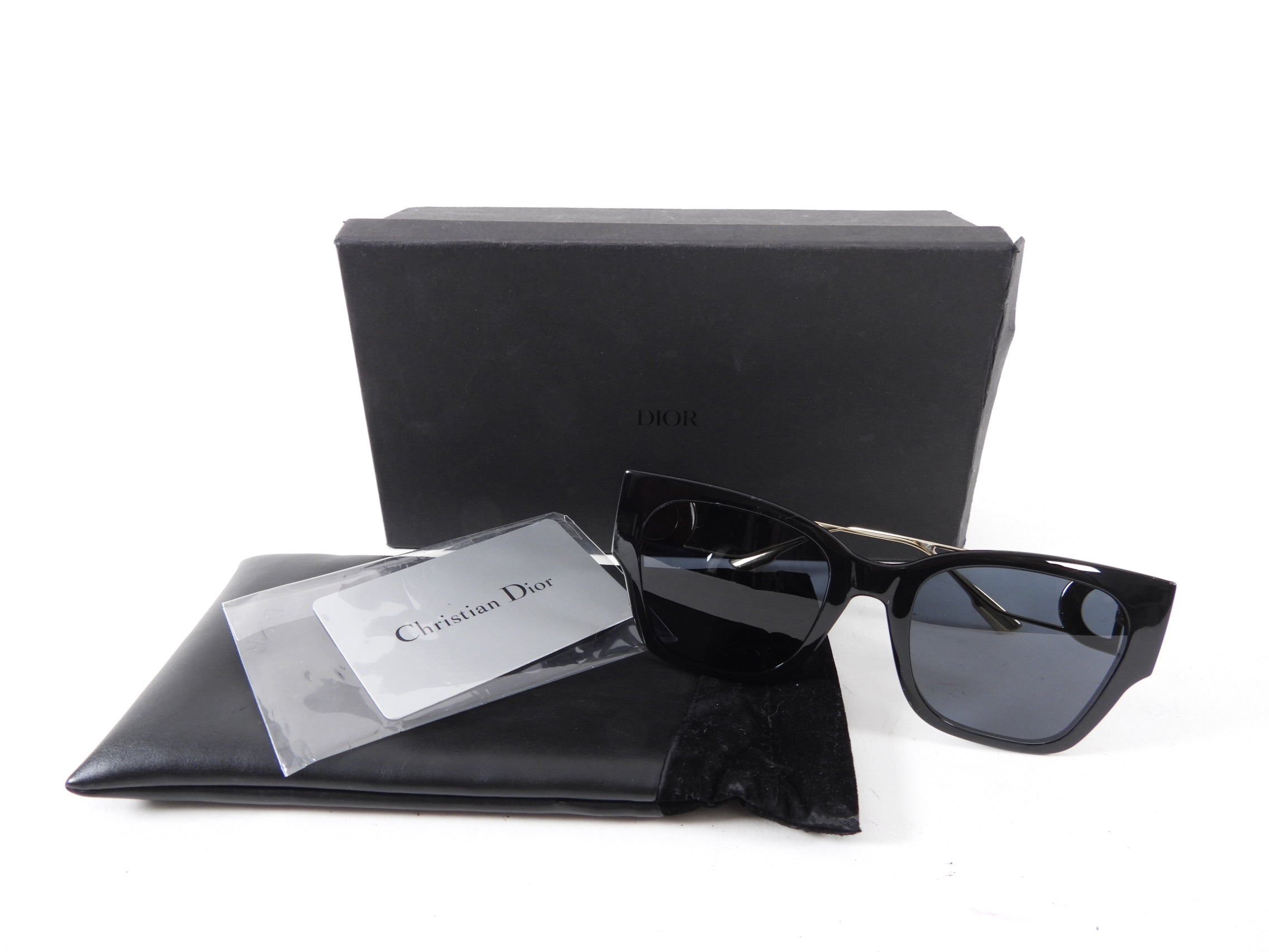 Christian Dior 30 Montaigne Black Square CD Logo Sunglasses for Women - Luxury Designer Shades for Fashion & UV Protection - Perfect for Beach, Driving & Outdoor Activities