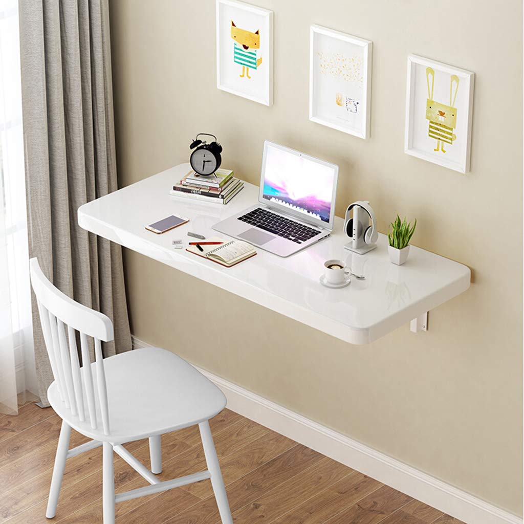 Foldable Wall-Mounted Table - White Space-Saving Dining & Study Desk for Small Homes, Apartments & Dorm Rooms - Multiple Size Options - Modern Minimalist Design for Kitchen, Office & Bedroom Use