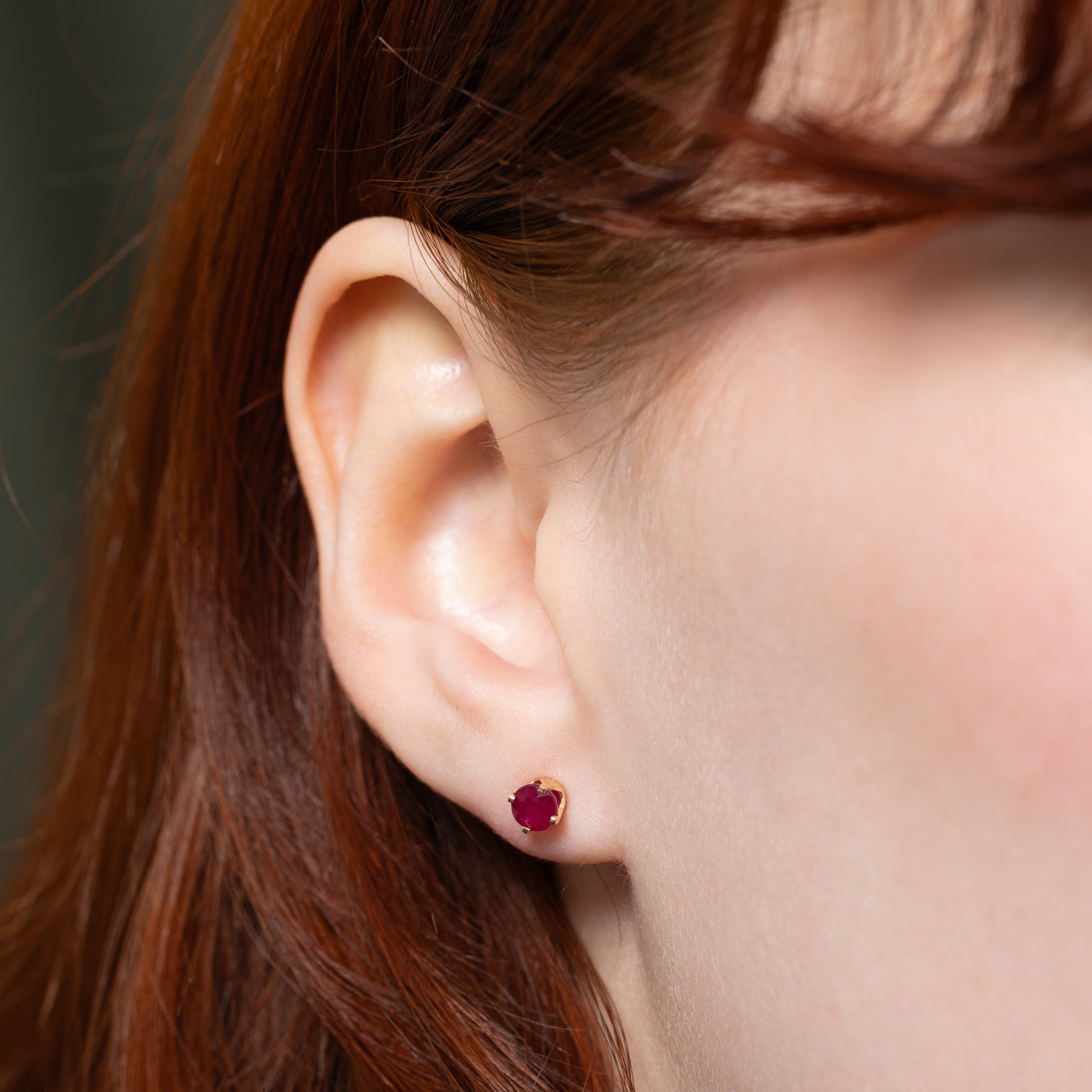 14K Gold Round Cut Ruby Stud Earrings - 0.64ctw Natural Gemstone Jewelry for Women, Gift for Her, Valentine's Day, Anniversary & Special Occasions