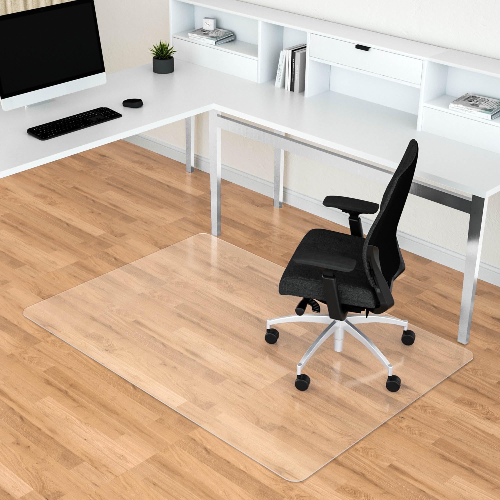 35” x 55” Clear Office Chair Mat for Hardwood Floors - Heavy Duty Floor Protector Mat with Easy Rolling & Cleaning - Perfect for Home Office, Study Room & Workspace (Rectangle)
