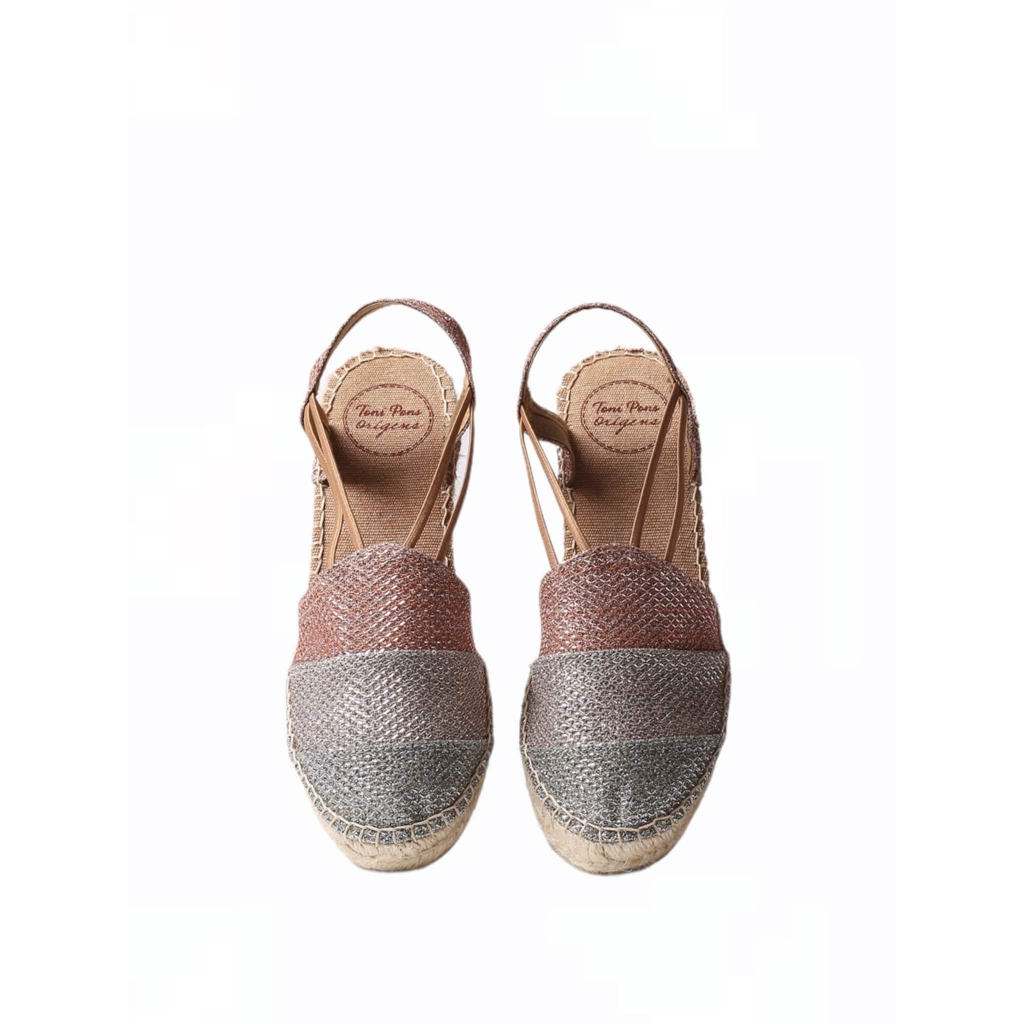 Women's Patchwork Shimmery Wedge Espadrille Sandals - Comfortable Summer Beach Shoes for Walking, Travel & Vacation Outfits