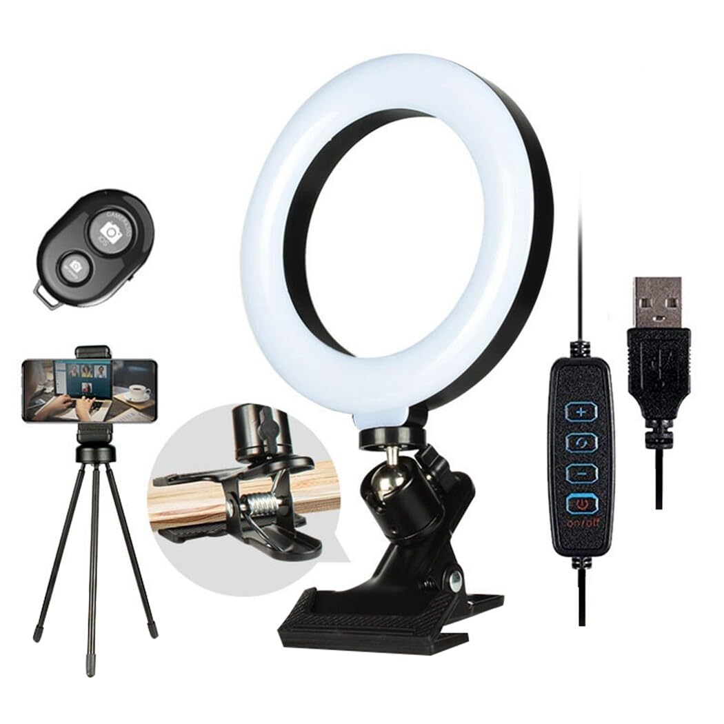 Kapmore Portable LED Selfie Light Kit with USB Charging, Wireless Remote Control, Adjustable Tripod & Phone Holder - Perfect for YouTube, TikTok, Live Streaming & Video Calls