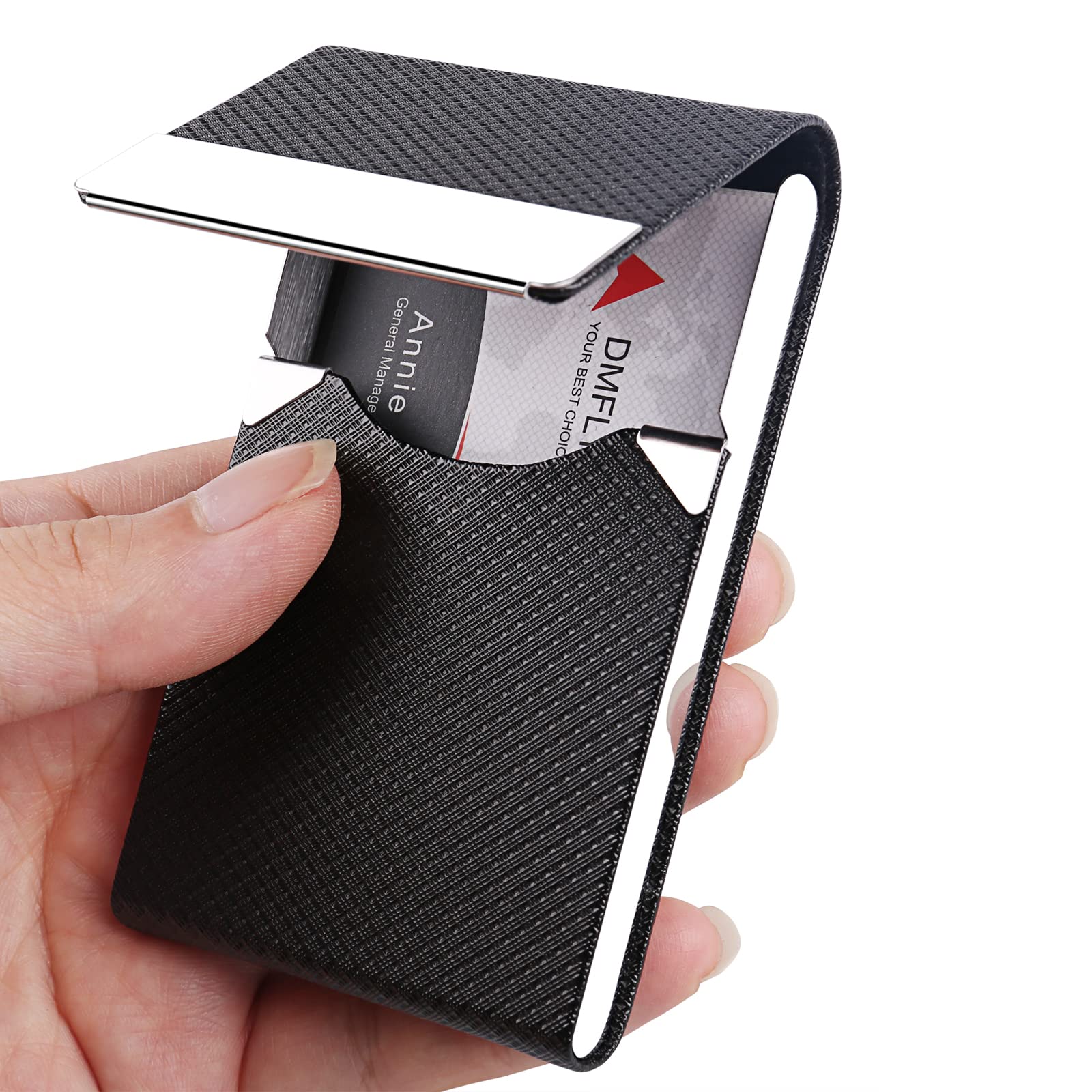 Premium Leather Business Card Holder for Women & Men - Slim RFID Blocking Credit Card Case with Magnetic Closure | Professional Name Card Wallet for Networking, Meetings & Business Events