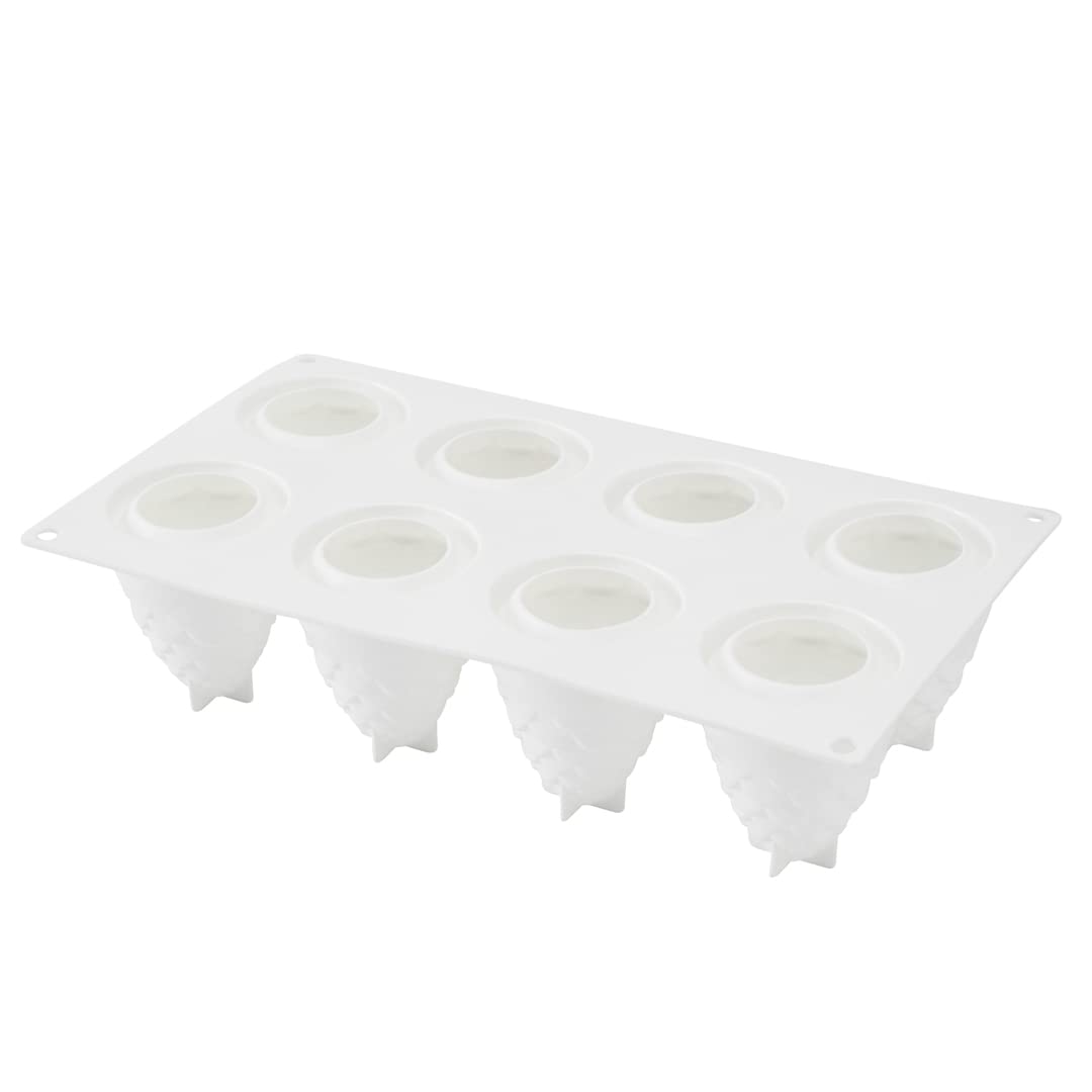 Restaurantware-Pastry Tek 8 Cavity Pineapple Silicone Molds - Flexible, Freezable, Oven-Safe Baking Molds for Jello, Fondant & Desserts | Perfect for Tropical-Themed Cakes, Cupcakes & Party Treats