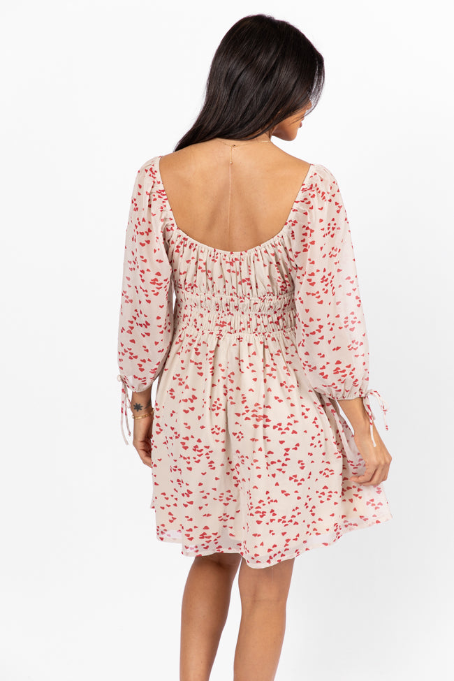 Unconditional Love Ivory Heart Print Mini Dress - Elegant & Romantic for Date Nights, Parties & Special Occasions
