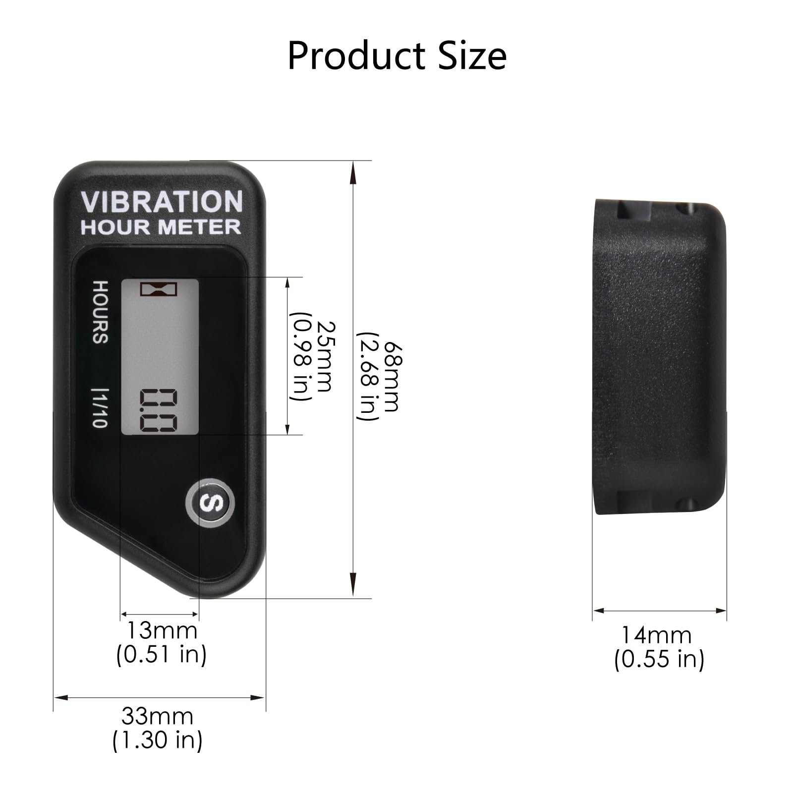 Jayron Digital Self-Powered Wireless Hour Meter - Vibration Activated, Resettable Job Timer with User Lock | Perfect for Generators, Lawn Mowers, Marine Engines, ATVs & Vibrating Equipment | Track Usage for Maintenance & Billing