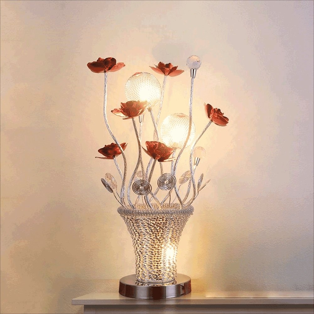 NZFERT European-Style Crystal Table Lamp - Warm Rose Nightstand Lamp with Flower Basket Design, Luxury Bedside Lighting for Bedroom, Wedding & Festival Gift - Perfect for Romantic Ambience, Reading Light & Home Decor