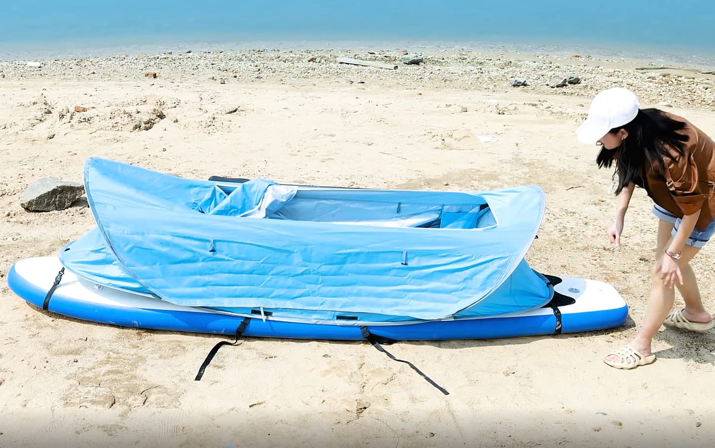 **Portable Stand Up Paddle Board Tent - Lightweight Pop-Up Shade Canopy for SUP, Camping, Fishing & Outdoor Adventures - Includes Carry Bag for Easy Travel & Storage**    *(Perfect for Beach Trips, Lakeside Relaxation, and Sun Protection on the Water!)*