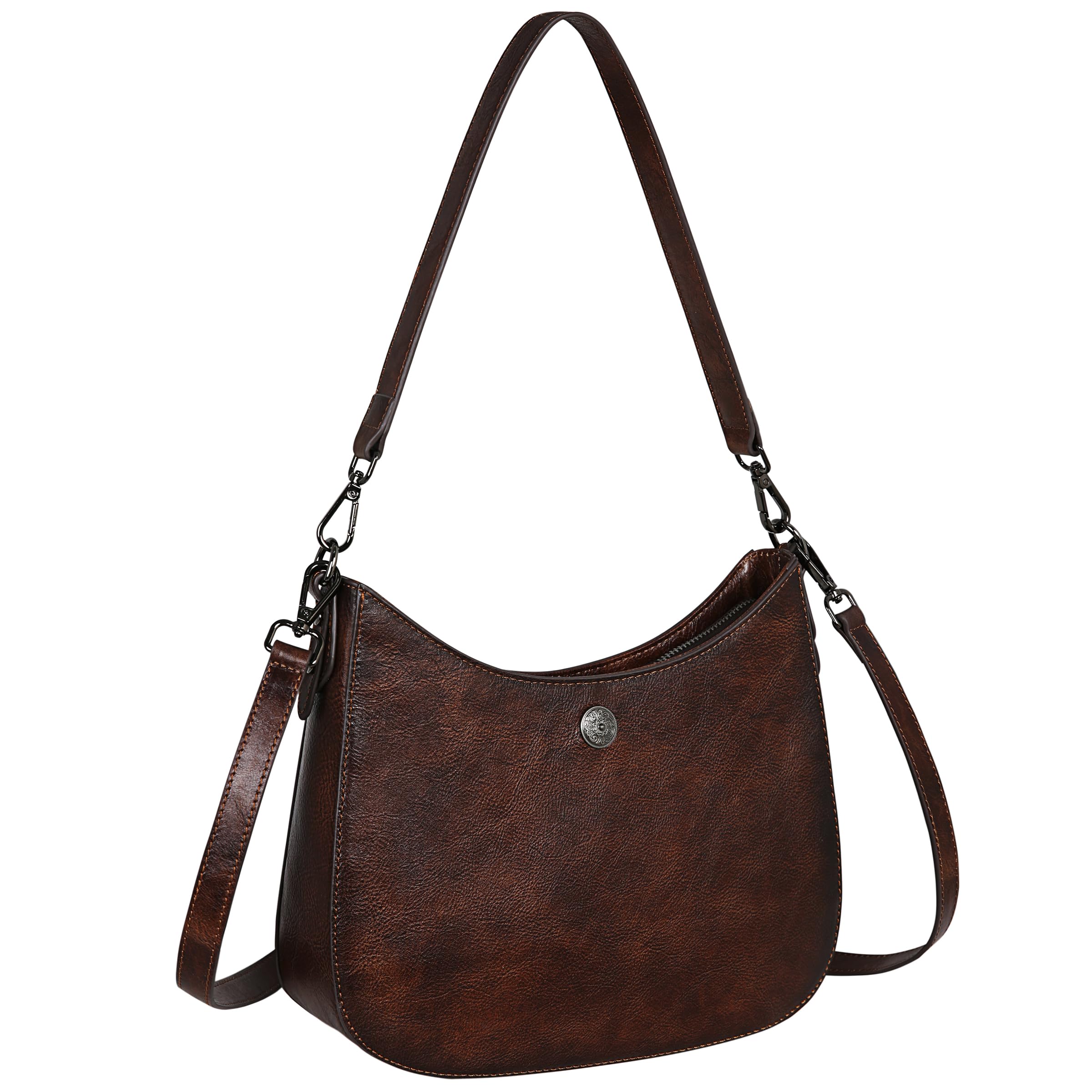 Iswee Genuine Leather Shoulder Bag for Women - Crossbody Crescent Moon Purse, Trendy Designer Satchel Handbag with Half Moon Shape | Perfect for Work, Travel & Evening Out