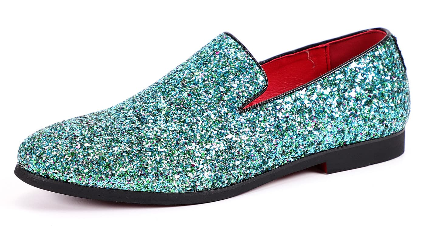 Men's Sparkly Loafers - Luxury Glitter Dress Shoes for Wedding, Tuxedo & Suit - Slip On Casual Shoes for Parties, Prom & Formal Events