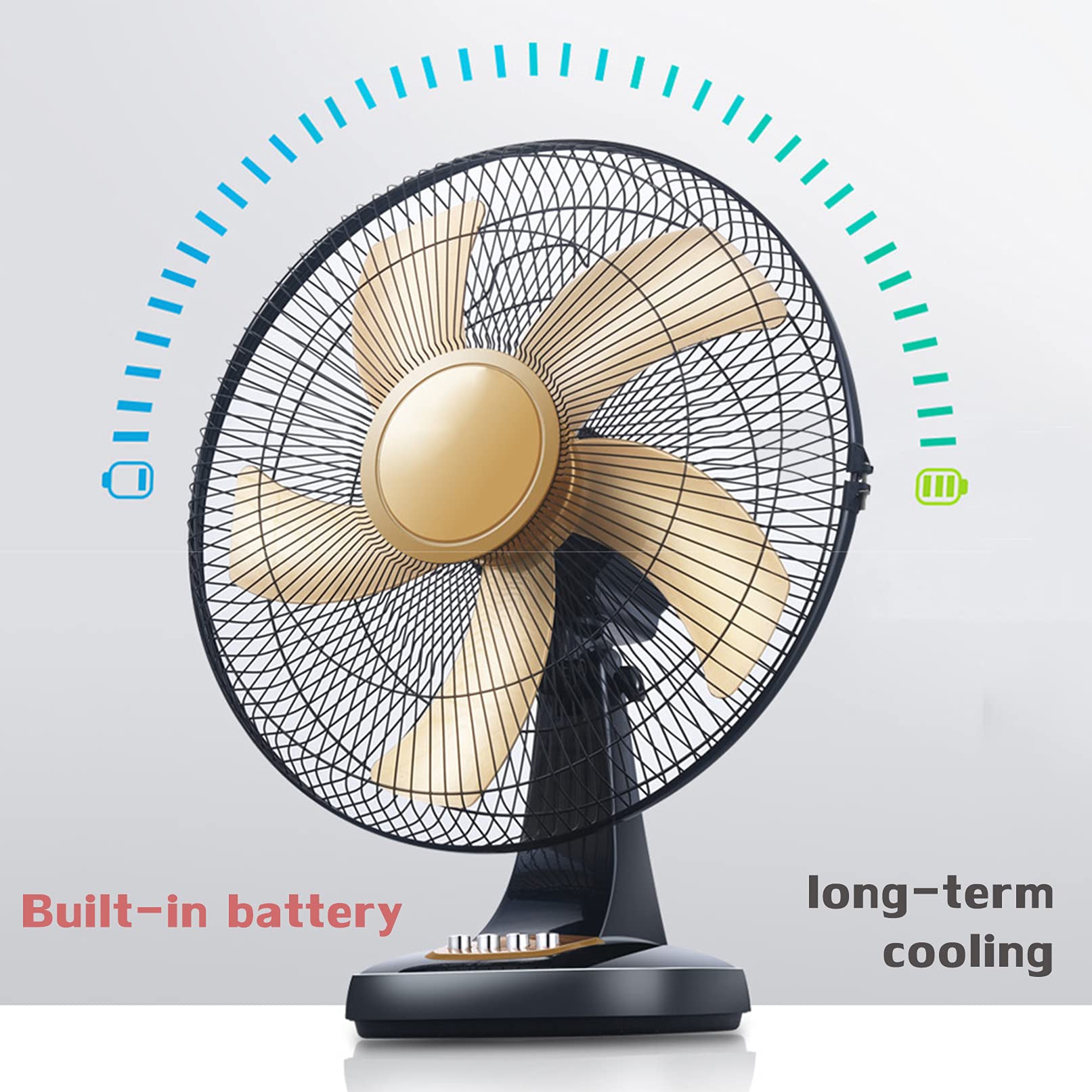 Portable Rechargeable Fan - 7-12 Hours Battery Life, USB Table Fan for Camping, Travel, Office & Home Use | Oscillating Standing Fan with 3 Speeds for Cooling Comfort