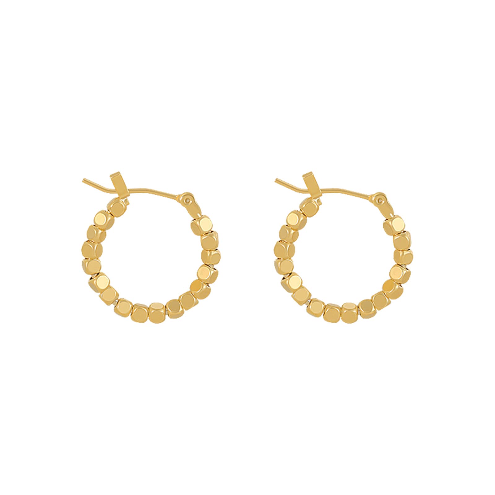 Elegant Small Square Beaded Clip-On Earrings for Women - Minimalist Personality Design - Perfect for Valentine's Day, Date Night & Special Occasions