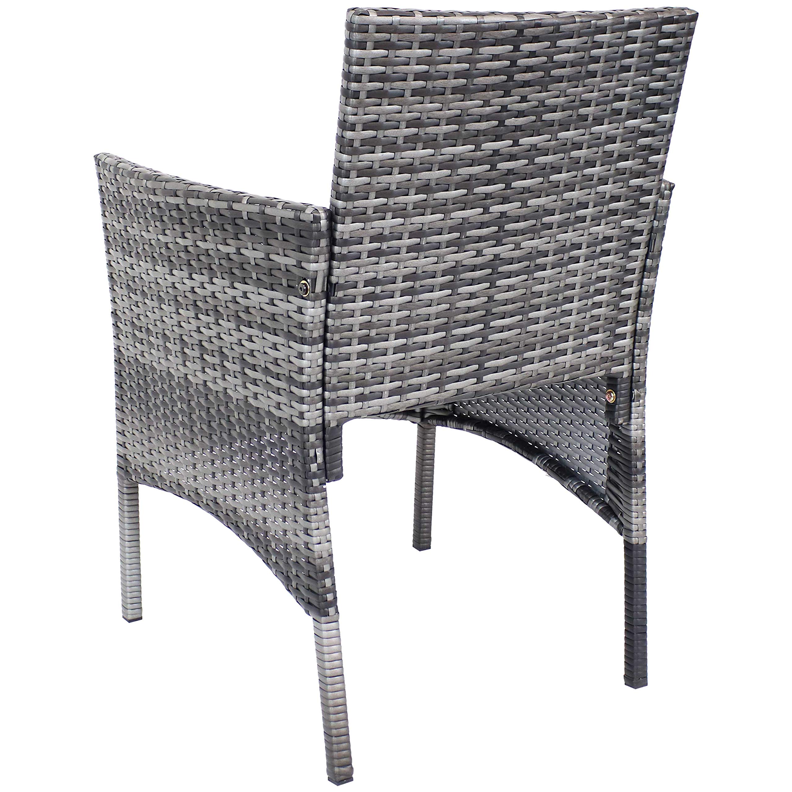 Outdoor Patio Furniture Set - 4-Piece Gray Wicker Conversation Set with 1 Loveseat, 2 Chairs & Coffee Table - Navy Blue Cushions - Perfect for Backyard, Garden, Poolside & Deck Relaxation