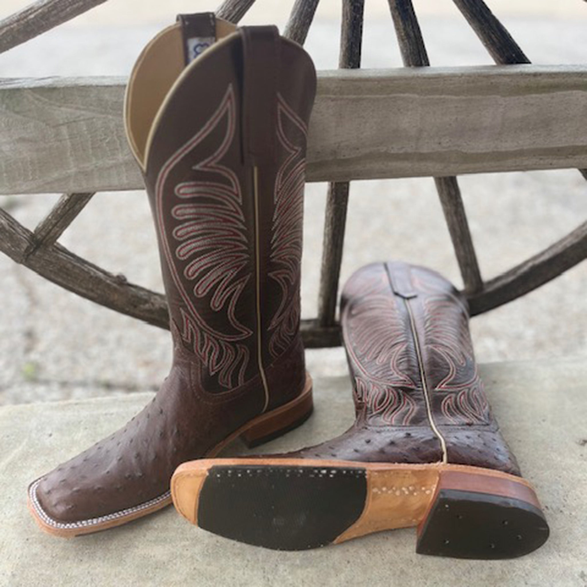Anderson Bean Women's Tobacco Ostrich & Puma Cowboy Boots - Stylish Western Boots for Rodeo, Country Dancing & Everyday Wear