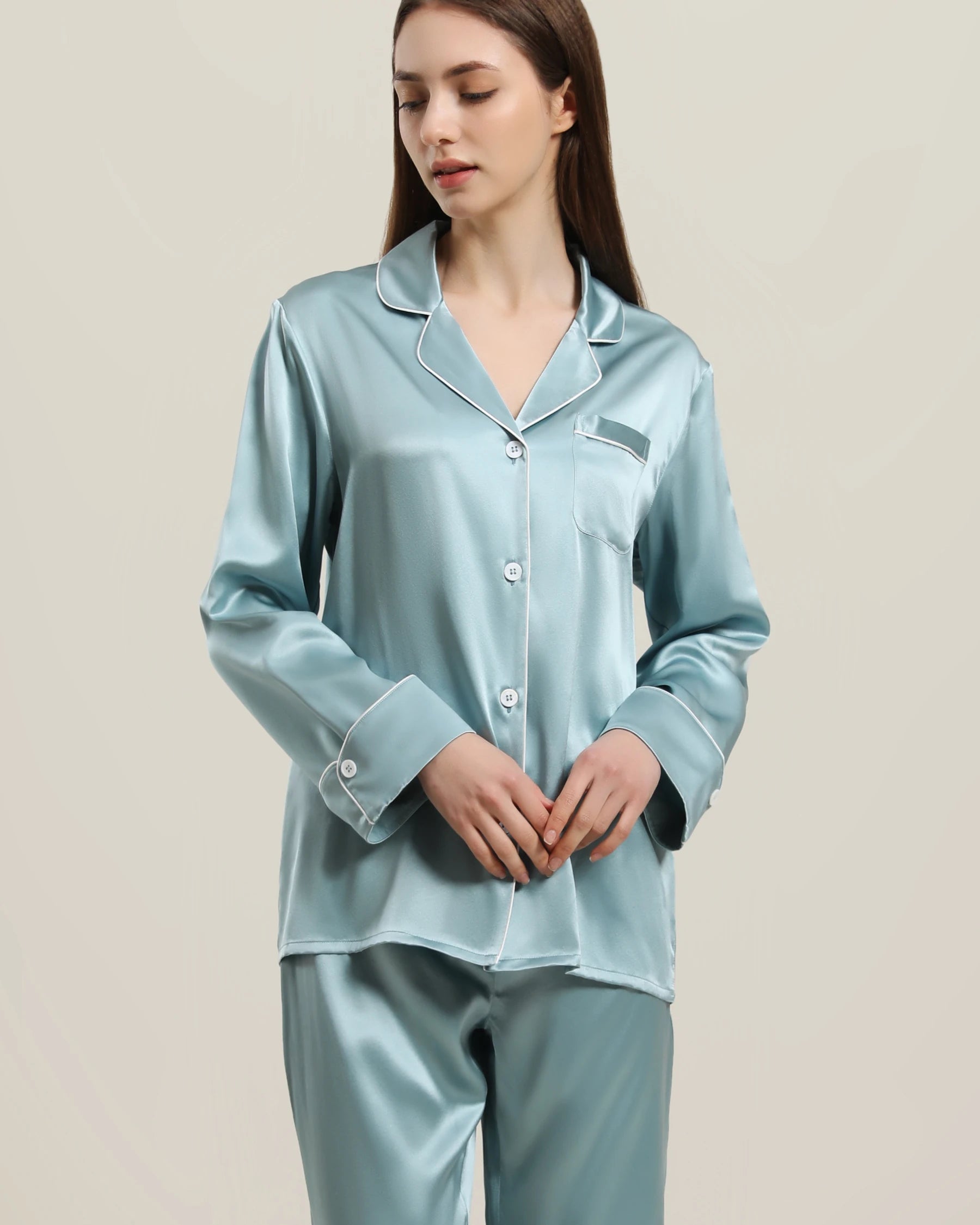 22 Momme Classic Silk Pajamas Set for Women - Luxurious 100% Mulberry Silk Sleepwear - Soft & Breathable Nightwear for Comfortable Sleep & Relaxation at Home