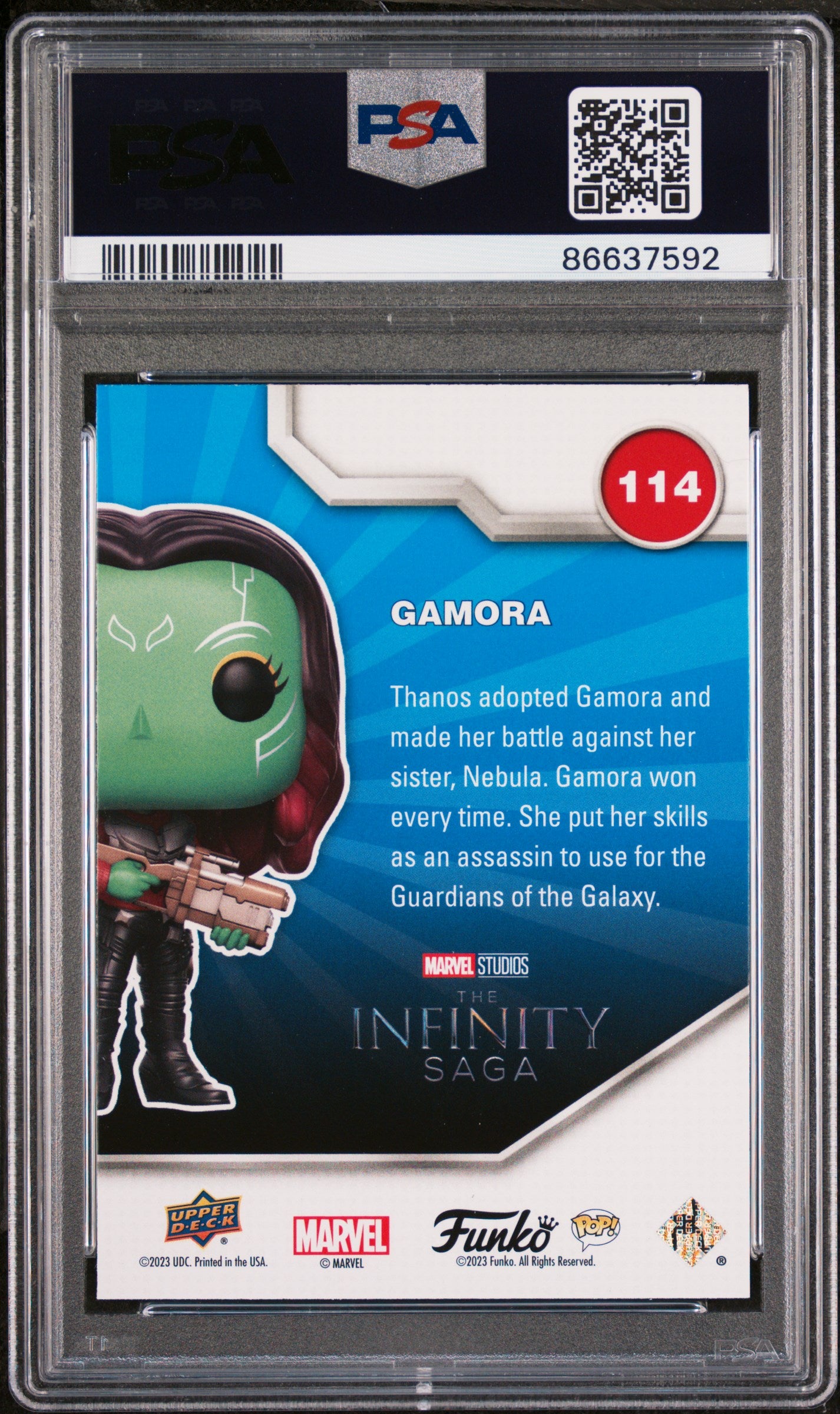 2023 Upper Deck Funko Pop Marvel Gamora #114 PSA 10 Graded Collectible - Perfect for Marvel Fans, Display & Investment