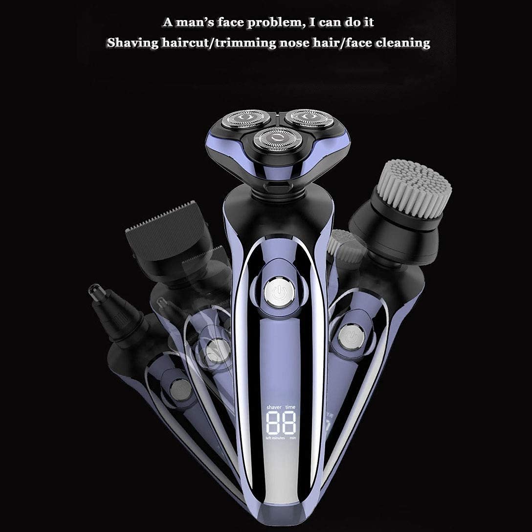 4D Rotary Electric Shaver for Men - Rechargeable Cordless Beard Trimmer with Pop-up Trimmer, Waterproof Wet/Dry Shaving - Perfect for Travel, Gym & Daily Grooming Routine