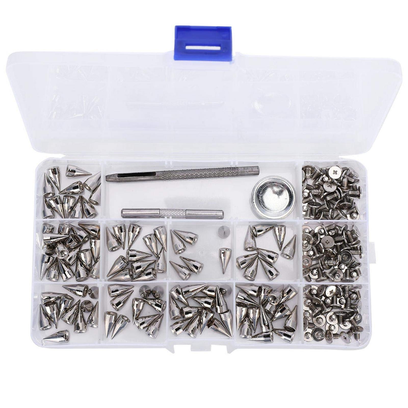 Punk Patches Cone Spikes Rivet Studs for Clothing & Leathercraft - DIY Punk Accessories for Jackets, Vests, Bracelets & Bags - Includes Installation Tool for Easy Attachment