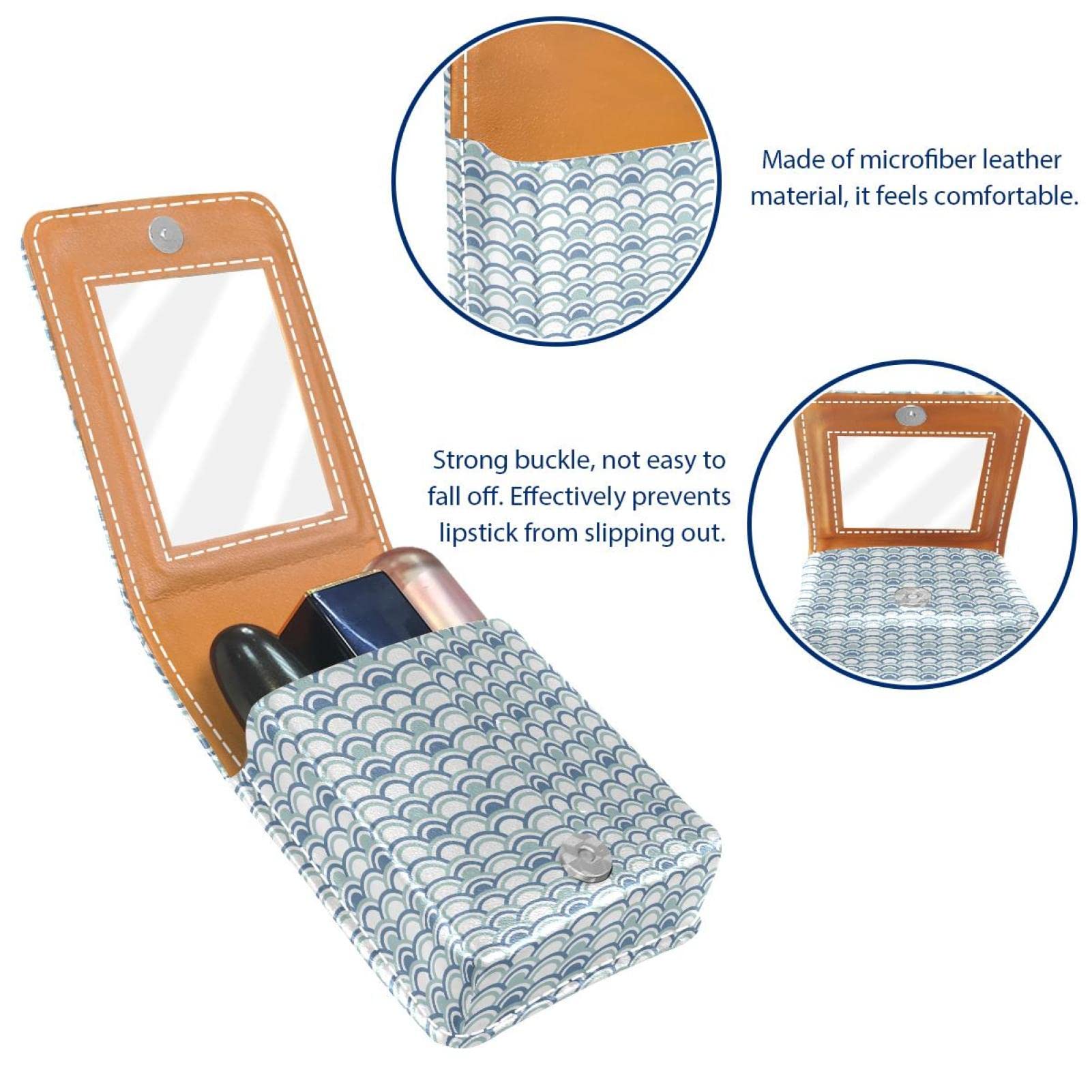 Personalized Lipstick Case - Portable Makeup Bag & Cosmetic Pouch Organizer with Blue Scale Pattern | Perfect for Travel, Daily Use & Gift Giving