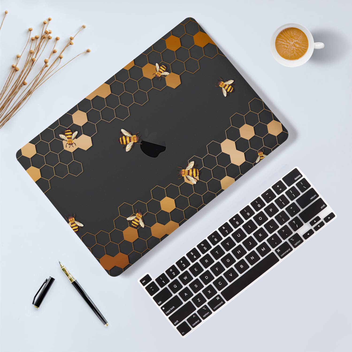 Slim Protective Case for MacBook Pro 16 Inch 2019 (A2141) with Keyboard Cover & Screen Protector | Compatible with Touch Bar & Touch ID | Honeycomb Design | Perfect for Office, Travel & Home Use