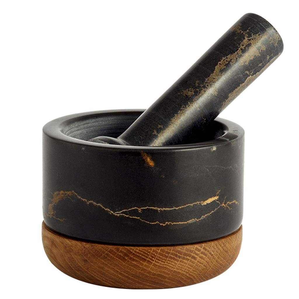 Premium Marble Mortar and Pestle Set - Heavy Duty Grinder for Garlic, Herbs, Spices & Pesto - Manual Kitchen Tool for Crushing, Grinding & Mixing - Perfect for Guacamole, Curry Paste & DIY Beauty Products (Black)