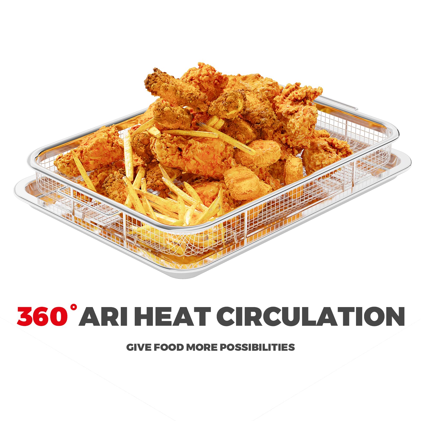 Stainless Steel Air Fryer Basket & Baking Tray Set for Oven - 2.8