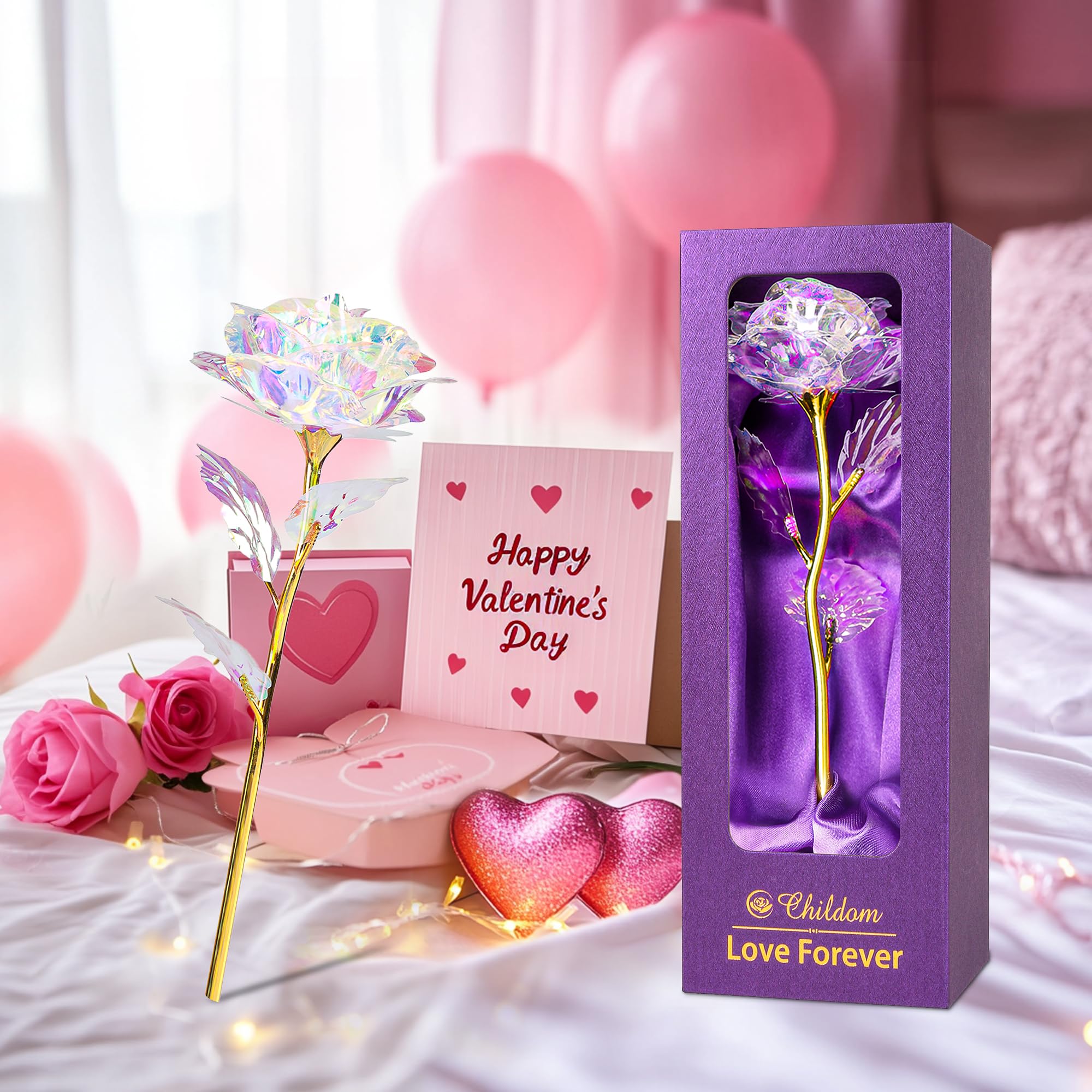 Beautiful Artificial Rainbow Rose Gift for Mom - Perfect for Mother's Day, Birthday, Anniversary & Valentine's Day - Thoughtful Present for Wife, Grandma & Special Women from Daughter or Son - Ideal for Home Decor, Office Desk & Romantic Surprises