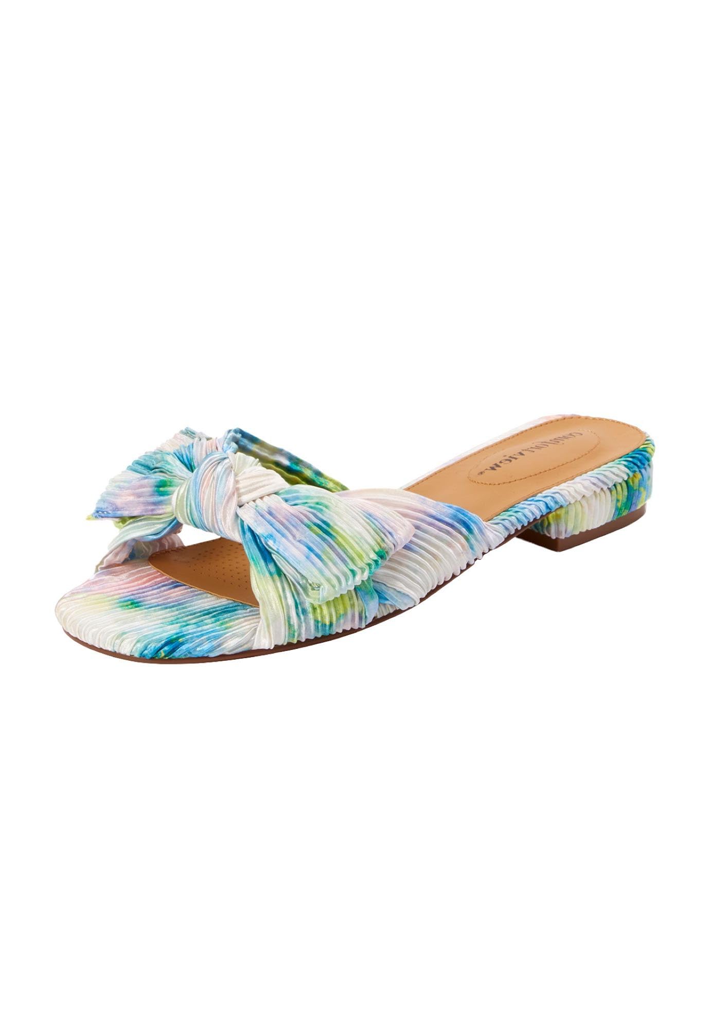 Comfortview Women's Wide Width The Blanche Mule - Slip-On House Shoes for Wide Feet with Arch Support | Perfect for Indoor Relaxation, Spa Days & Cozy Home Wear