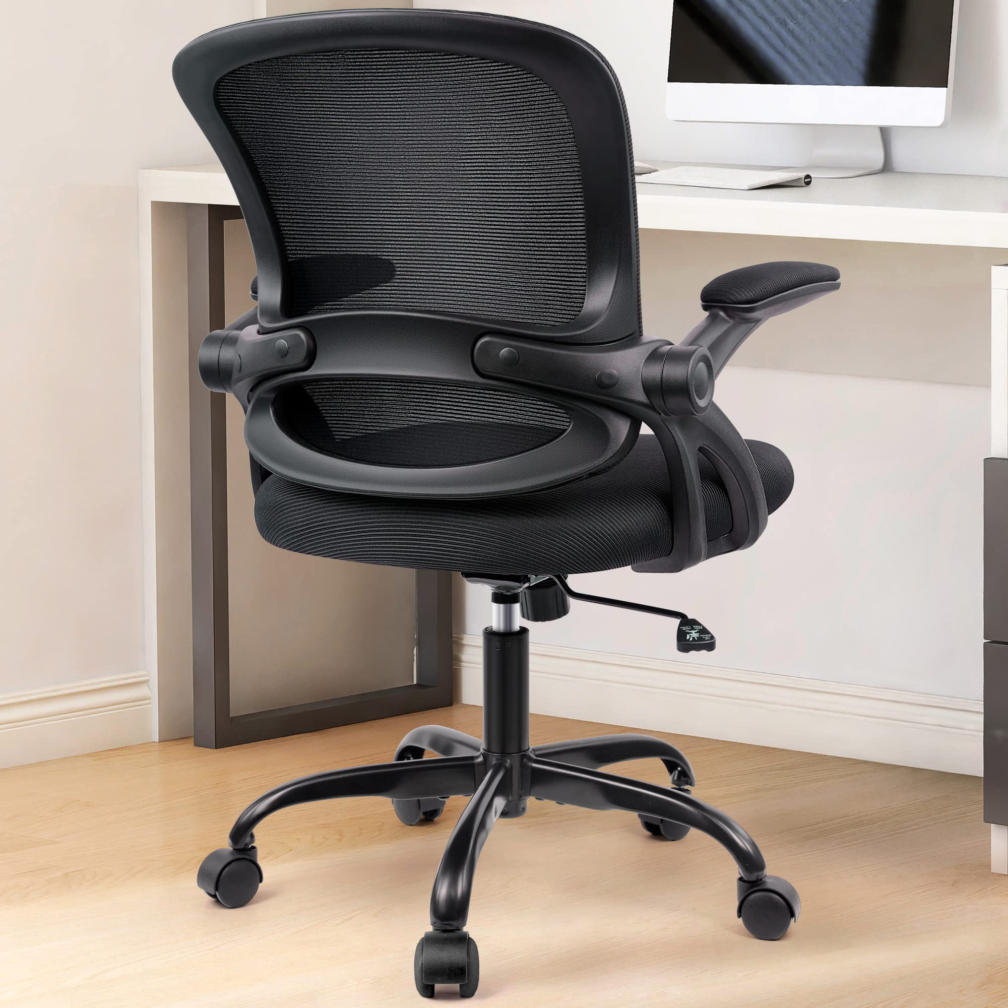 KERDOM Ergonomic Office Chair - Adjustable Mesh Computer Desk Chair with Wheels & Flip-Up Arms, Comfortable Swivel Task Chair for Home Office, Gaming & Workspaces