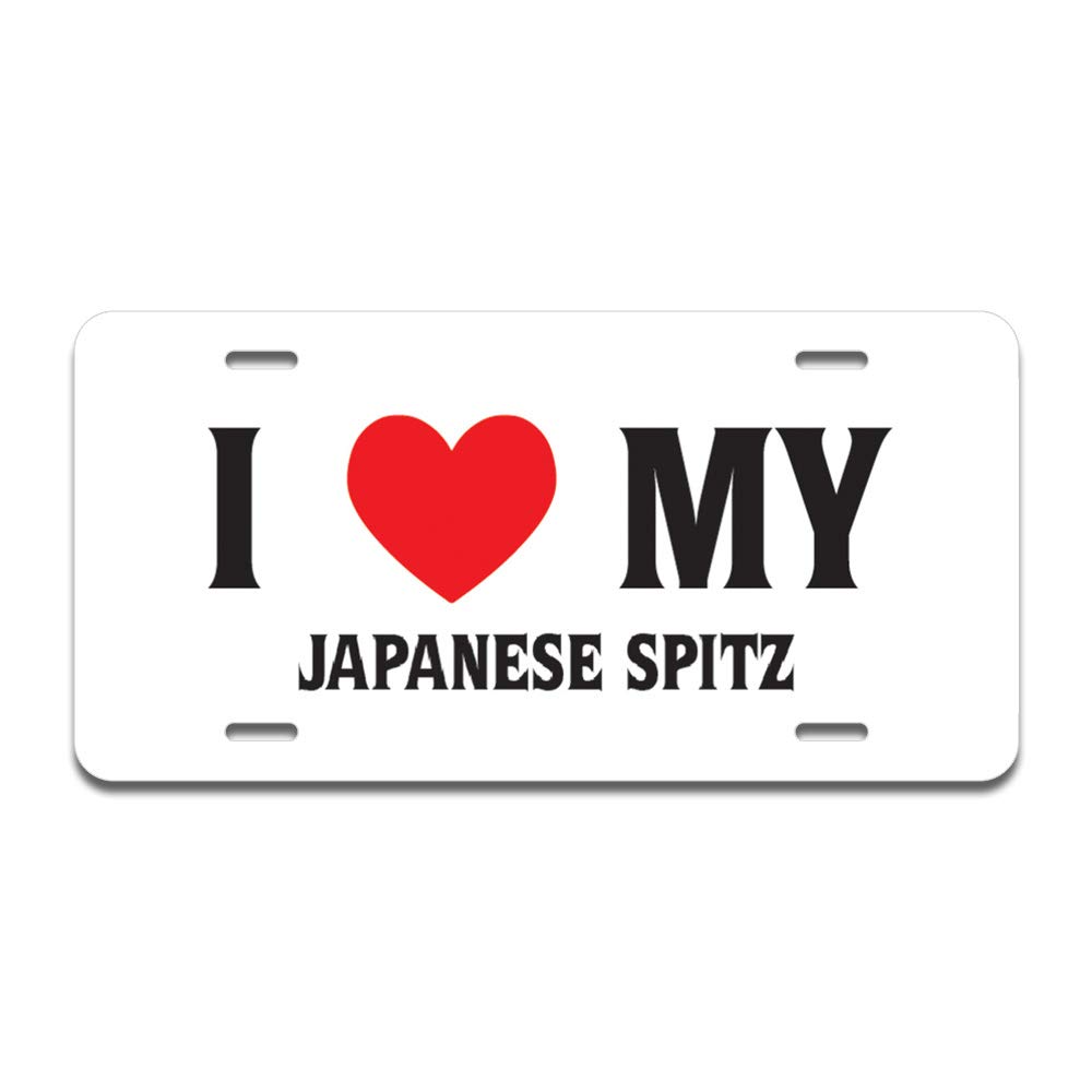 I Love My Japanese Spitz Aluminum License Plate - 12