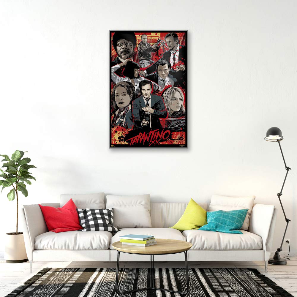 Framed Quentin Tarantino Movie Poster Print 24x36 Inches - Pulp Fiction, Kill Bill & Famous Films Collection - Perfect for Home Theater Decor, Man Cave & Movie Lover Gifts
