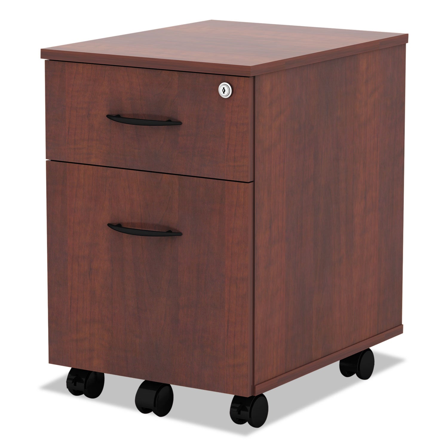 Alera Valencia Series Mobile Pedestal - 2 Drawer File Cabinet with Left/Right Opening, Medium Cherry Finish, 15.88