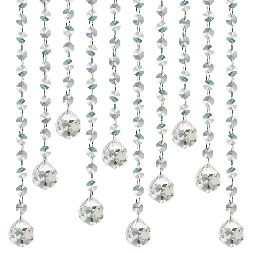Elegant Crystal Bead Door Curtain - 1.8m Octagonal Beaded Window Divider for Home Decor | Perfect for Bedroom, Living Room & Entryway Partition