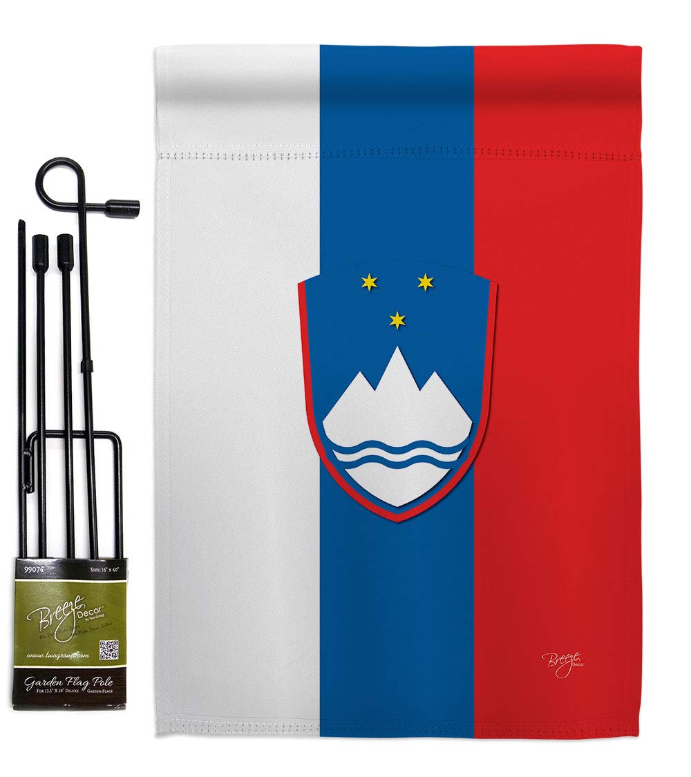 Slovenia Garden Flag Set with Stand - Double-Sided Yard Decor for Home & Gifts