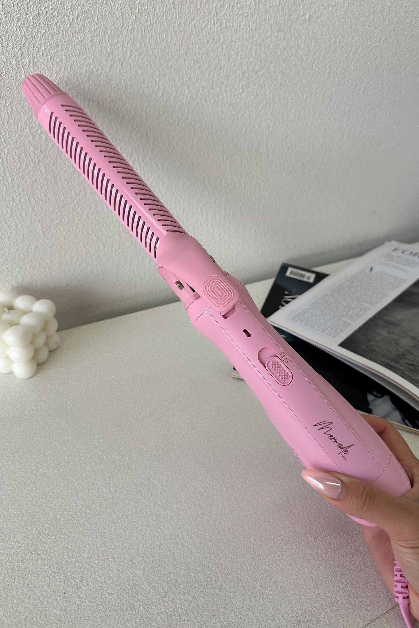 Mermade Aircurl Hair Curler - Pink | Automatic Curling Wand for Beach Waves & Loose Curls | Perfect for Home Styling, Travel & Salon Use
