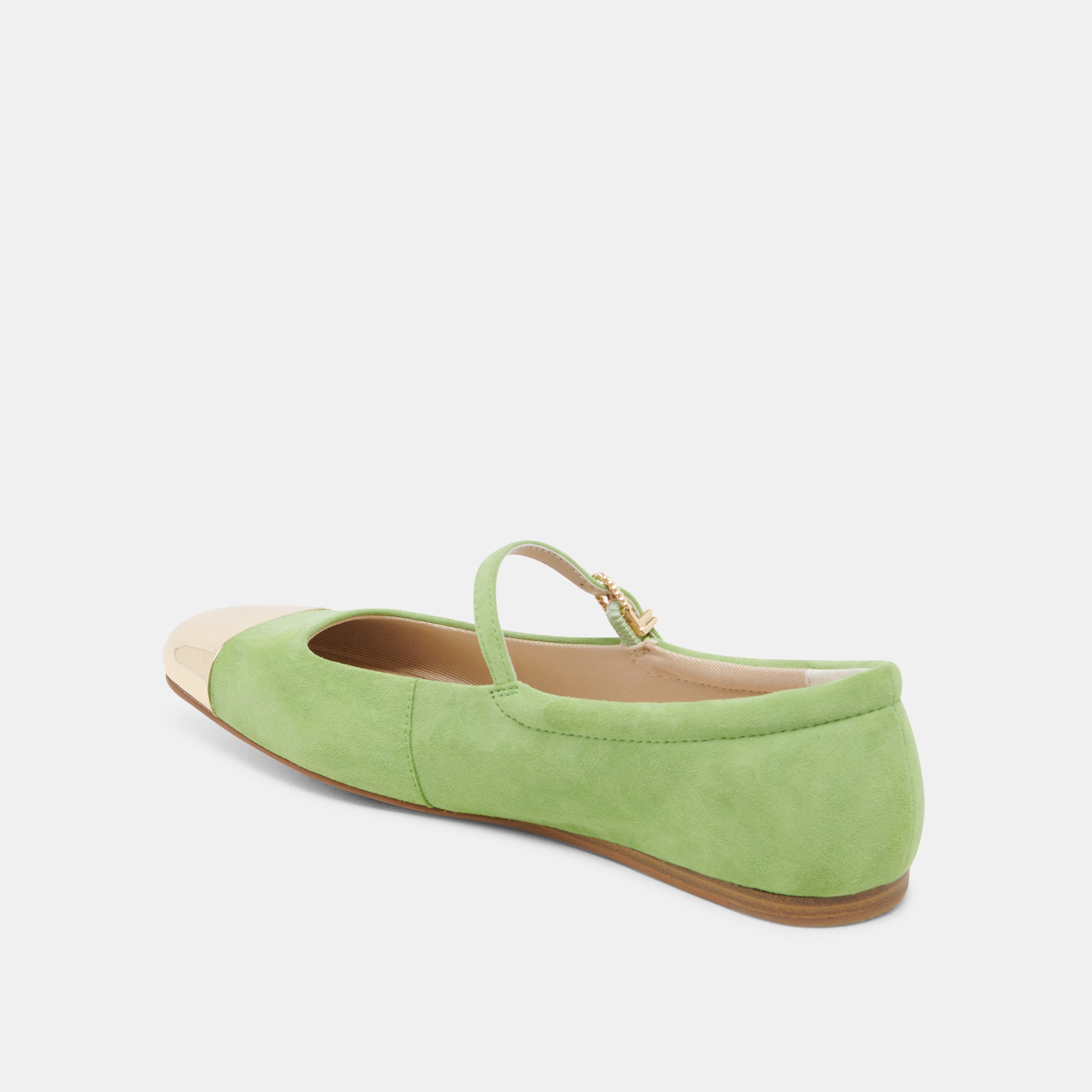 REYES Toe Cap Ballet Flats - Lime Suede Women's Shoes | Comfortable & Stylish for Work, Casual Wear & Dance