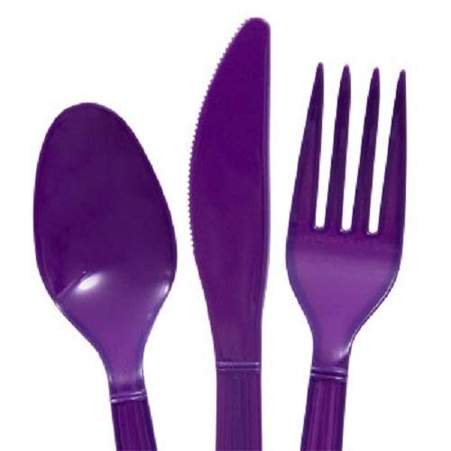 16-Piece Silverware Set - 16 Forks, 16 Spoons & 16 Knives in Elegant Purple | Perfect for Dinner Parties, Picnics & Home Kitchen Essentials