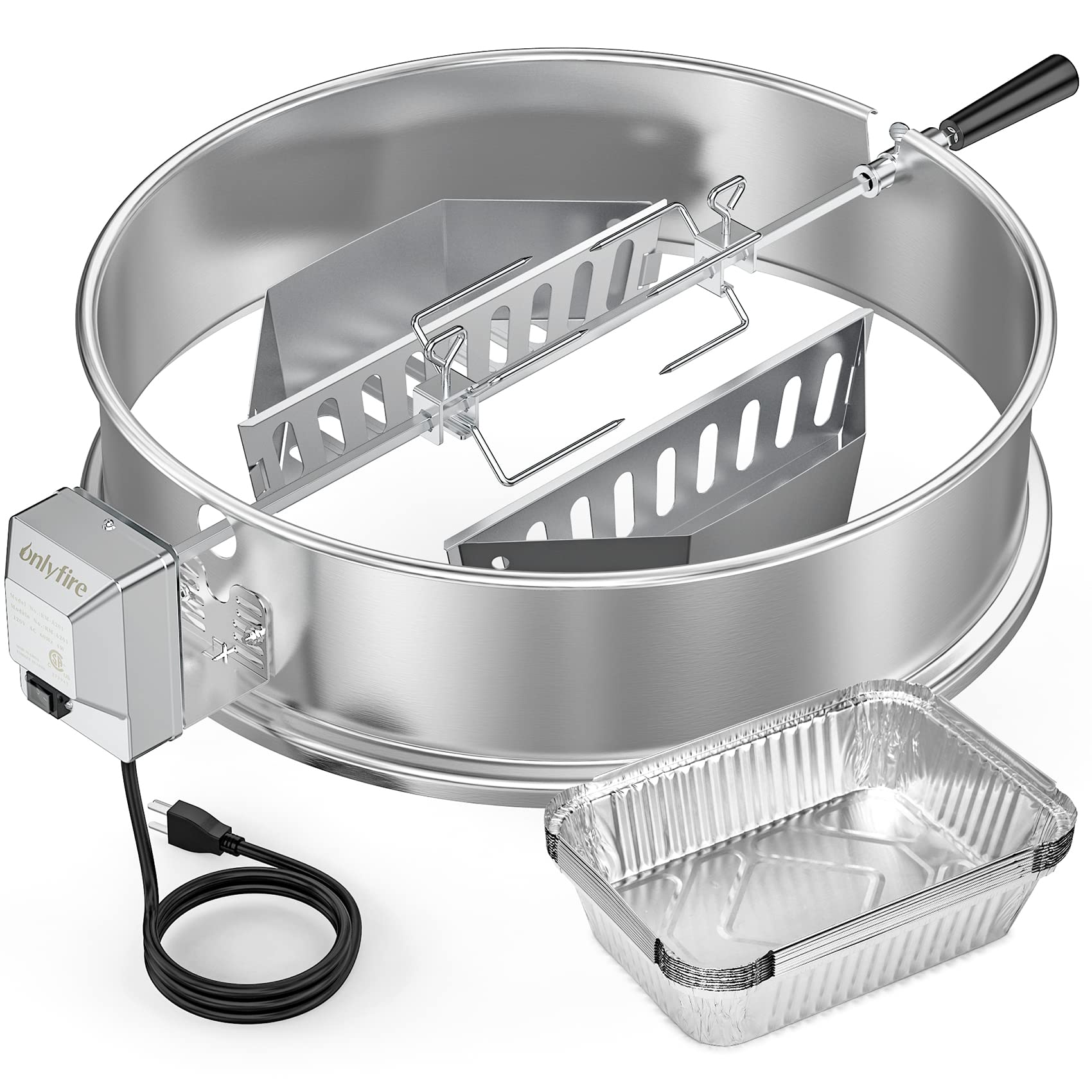OnlyFire Premium Stainless Steel Rotisserie Ring Kit for Weber 22